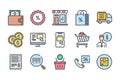 Ecommerce related color line icon set. Royalty Free Stock Photo